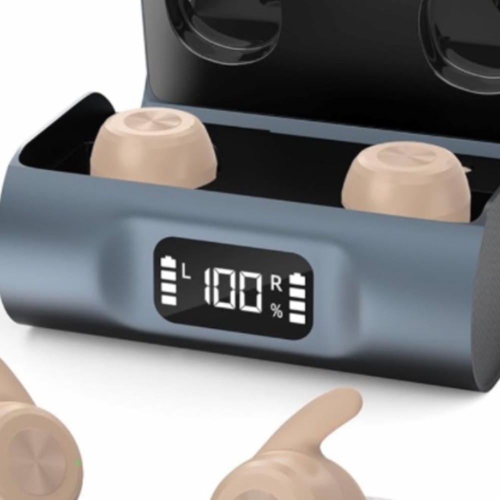 Wireless Earbuds with Charging Case - Beige & Gunmetal